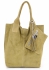 Włoska Torebka Skórzana  Shopper bag Zamsz Naturalny Jasno Zielona