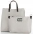 Praktyczne Torebki Skórzane 2 w 1 Shopper z Listonoszką firmy Genuine Leather Jasno Szara