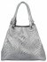 Modna Torebka Skórzana Shopper Bag 527 Srebrna