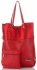 Vittoria Gotti Duży Włoski Skórzany Shopper XXL z Etui idealny na co dzień i na zakupy Czerwony