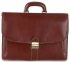 Klasyczna Teczka męska ze Skóry Licowej 2 komory Brązowa