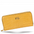 Vittoria Gotti Eleganckie Firmowe Skórzane Portfele Damskie w motyw aligatora Musztarda