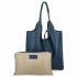 Włoska Torebka Skórzana Shopper Bag z Kosmetyczką 165 Granatowa