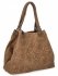 Włoska Torebka Skórzana Shopper Bag w Modne Wzory 5566-S Ciemno Ziemista