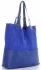 Torebka Skórzana Ekskluzywny Shopper bag Kobaltowa
