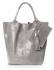 Torebka skórzana Shopper bag Lakier Jasno Szara