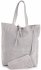Modna Torba Skórzana ShopperBag z Etui Jasno Szara