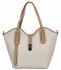 Włoska Torebka Skórzana Shopper Bag z Kosmetyczką 631 Beżowa/Ciemno Beżowa