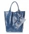 Kožené kabelka shopper bag Genuine Leather modrá 788