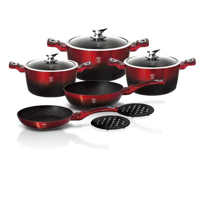 Berlinger haus BH-1631 Set di pentole in granito metallizzato bordeaux
