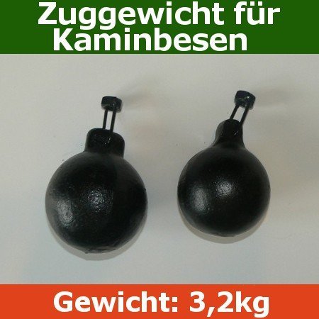 Schornsteinbesen Kaminbesen Federstahl SET Schubstange Zuggewicht 3,2kg
