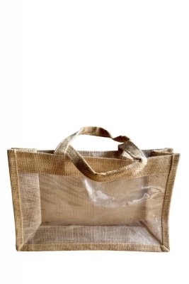 Torebka prezentowa z naturalnej juty z okienkiem 