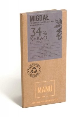 Czekolada MANU Migdał i Sól - 34% kakao