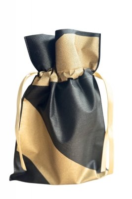 Worek prezentowy czarny ze złotą wstęgą 