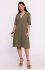 Bewear B280 sukienka trapezowa z dekoltem V oliwkowa 