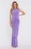 Moe sukienka maxi z drapowaniem i podkreśloną talią fioletowa M913 
