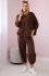 Komplet bawełniany bluza i spodnie brązowy