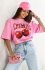 Oversizowy t-shirt cherries różowy