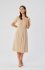Stylove S361 sukienka z ozdobnymi zakładkami na boku beżowa 