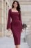Dopasowana sukienka midi bordowa