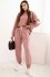 Komplet damski masełkowy z luźną bluzą i spodniami ciemny róż
