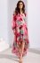 Asymetryczna maxi sukienka szyfonowa w różowe kwiaty