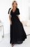 Numoco 545-5 długa sukienka z plisowanym dekoltem i wiązaniem 