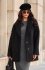 Długa kurtka typu baranek z kieszeniami czarna