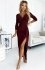 Numoco 404-5 błyszcząca sukienka z dekoltem i rozcięciem na nodze 