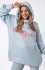 Luźny sweter damski typu bluza z kapturem Bonjour baby blue