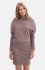 Bewear B309 sukienka bluzowana z dzianiny prążkowanej kakaowa 