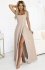 Numoco 633-1 AURELIA długa sukienka z rozcięciem i dekoltem w caro 