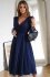 Bicotone 269-01 sukienka midi z tiulowymi rękawami granatowa