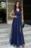 Elegancka granatowa sukienka szyfonowa maxi 248-01