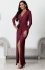 Wieczorowa bordowa długa sukienka z poświatą Hera