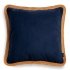 Tesse granatowa poduszka dekoracyjna z rudą plecionką 45x45